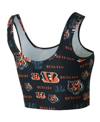 Women's Black Cincinnati Bengals Mosaic Allover Print Bralette