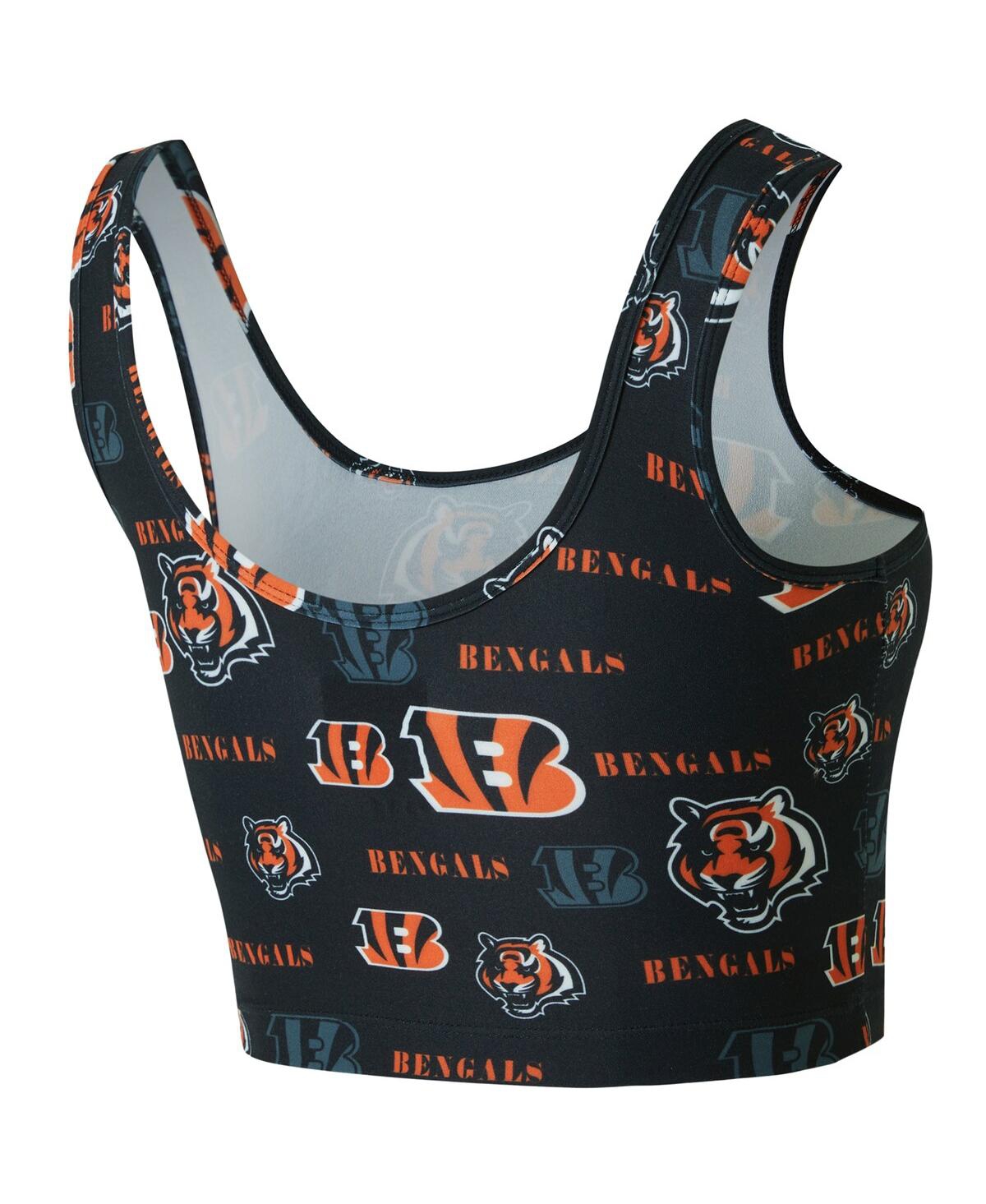 Concepts Sport Women's Black Cincinnati Bengals Mosaic Allover Print Bralette In Black