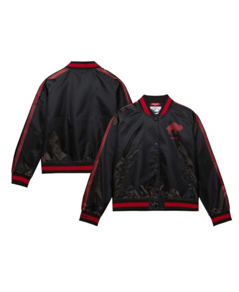 Женские куртки Mitchell & Ness Women's Black Buffalo Bills Raglan Satin Full-Snap Jacket