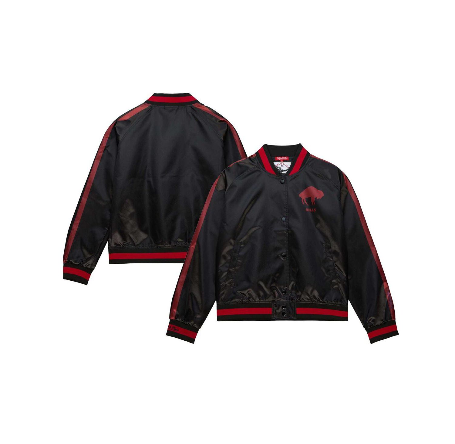 Women's Black Buffalo Bills Raglan Satin Full-Snap Jacket