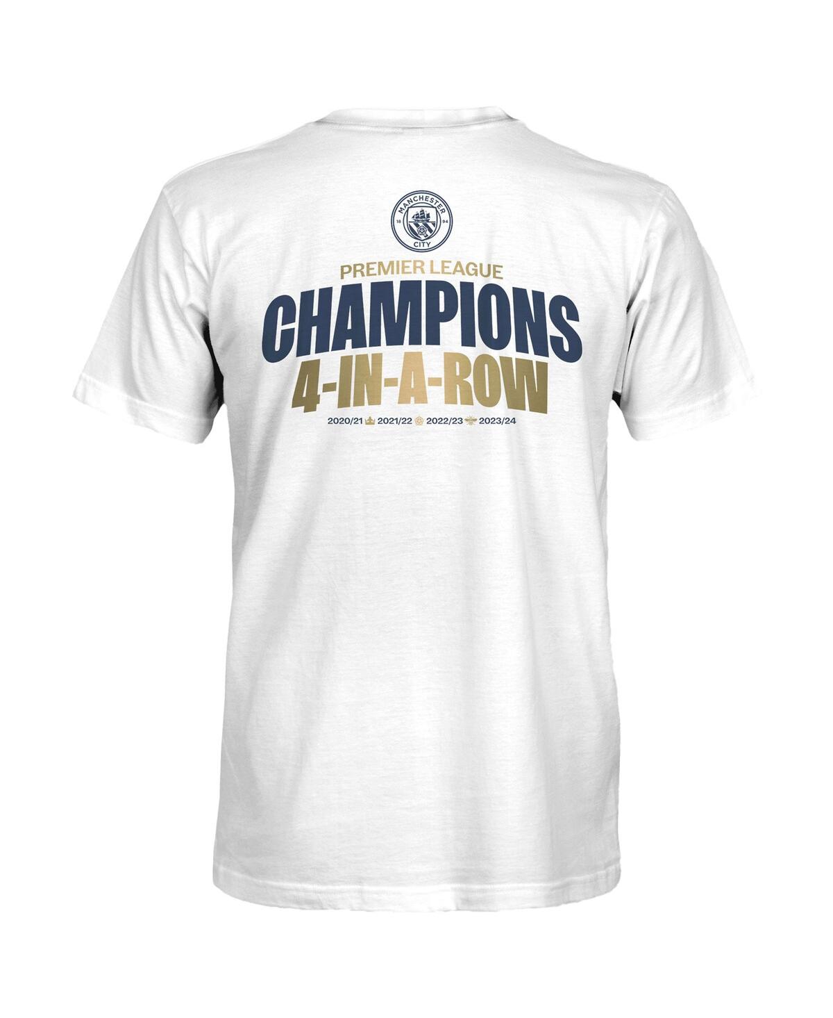1863fc Men's White Manchester City Four-time Consecutive Premier League Champions Lockup T-shirt In White