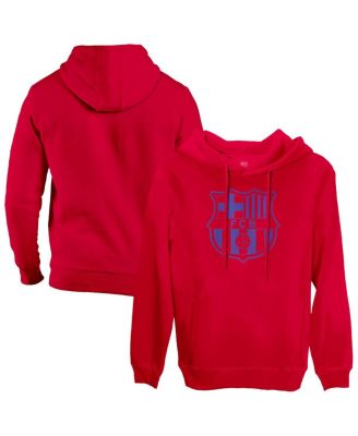 1863FC - Men's Red Barcelona Mono Badge Fleece Pullover Hoodie