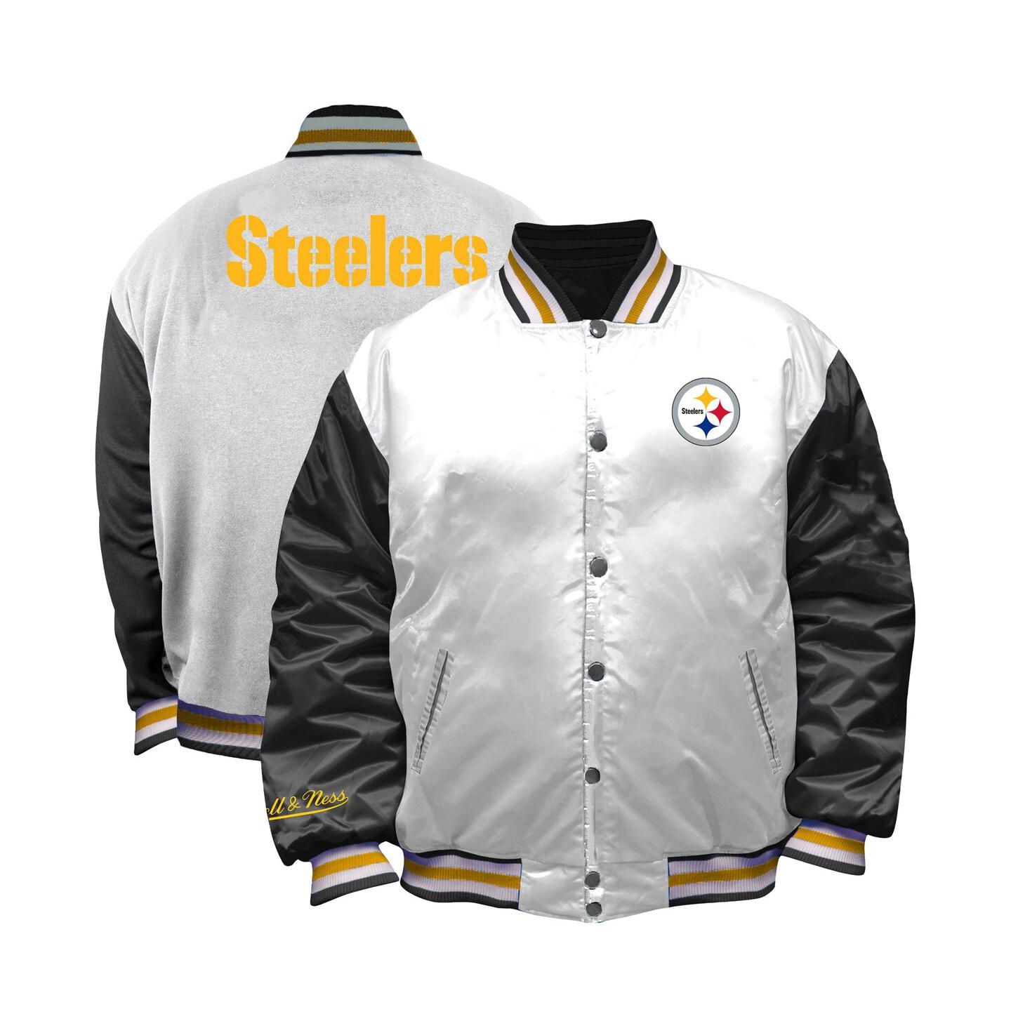 Женская куртка Mitchell & Ness White Pittsburgh Steelers Plus Size Full-Snap Satin — фото 1