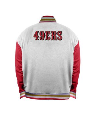 Women's White San Francisco 49ers Plus Size Full-Snap Satin Jacket