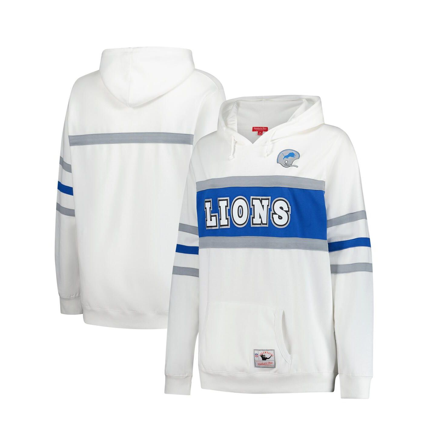 Женское худи Mitchell & Ness White Detroit Lions Plus Size Head Coach Throwback Pullover — фото 1