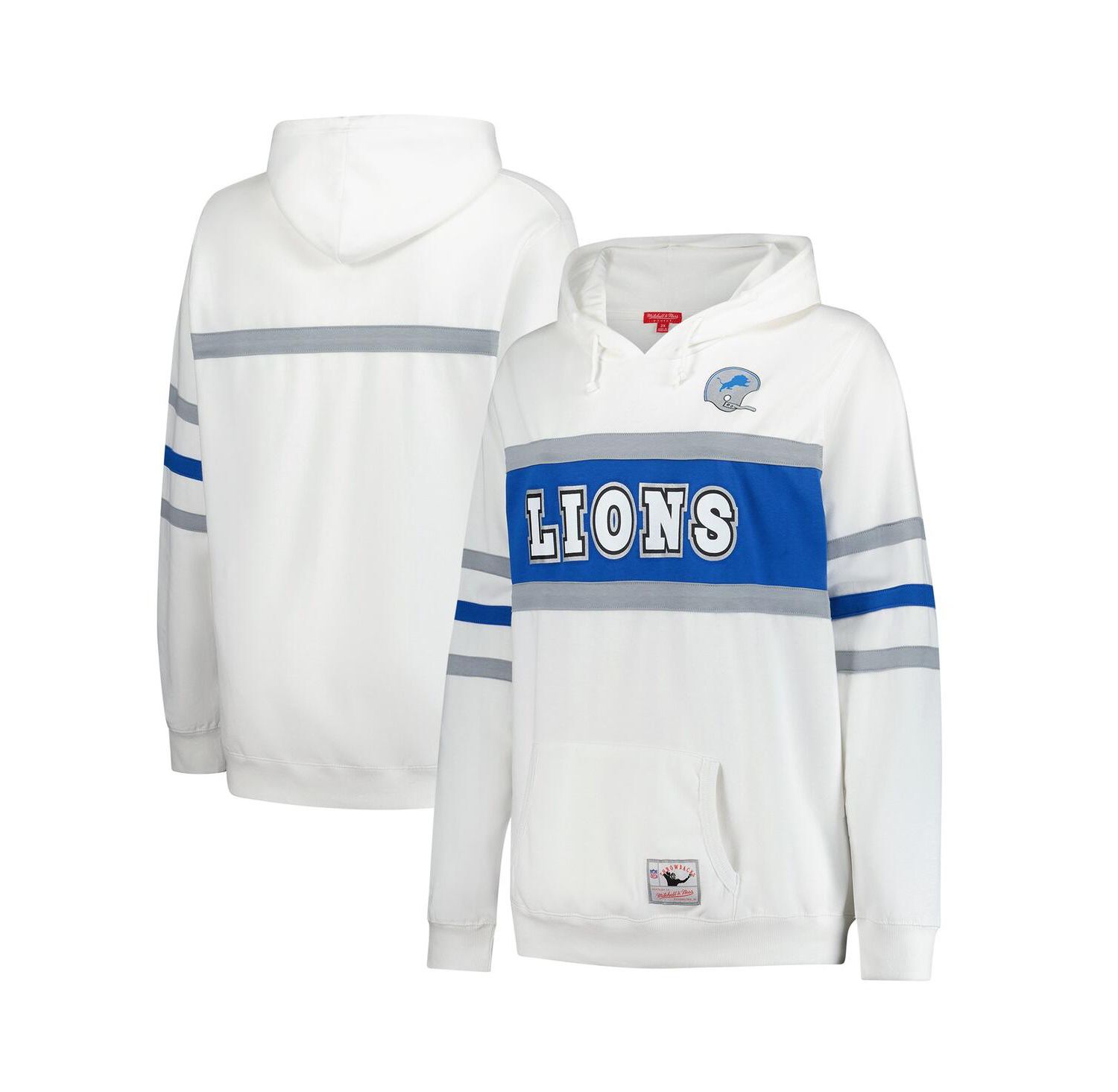 Women's White Detroit Lions Plus Size Head Coach Throwback Pullover Hoodie