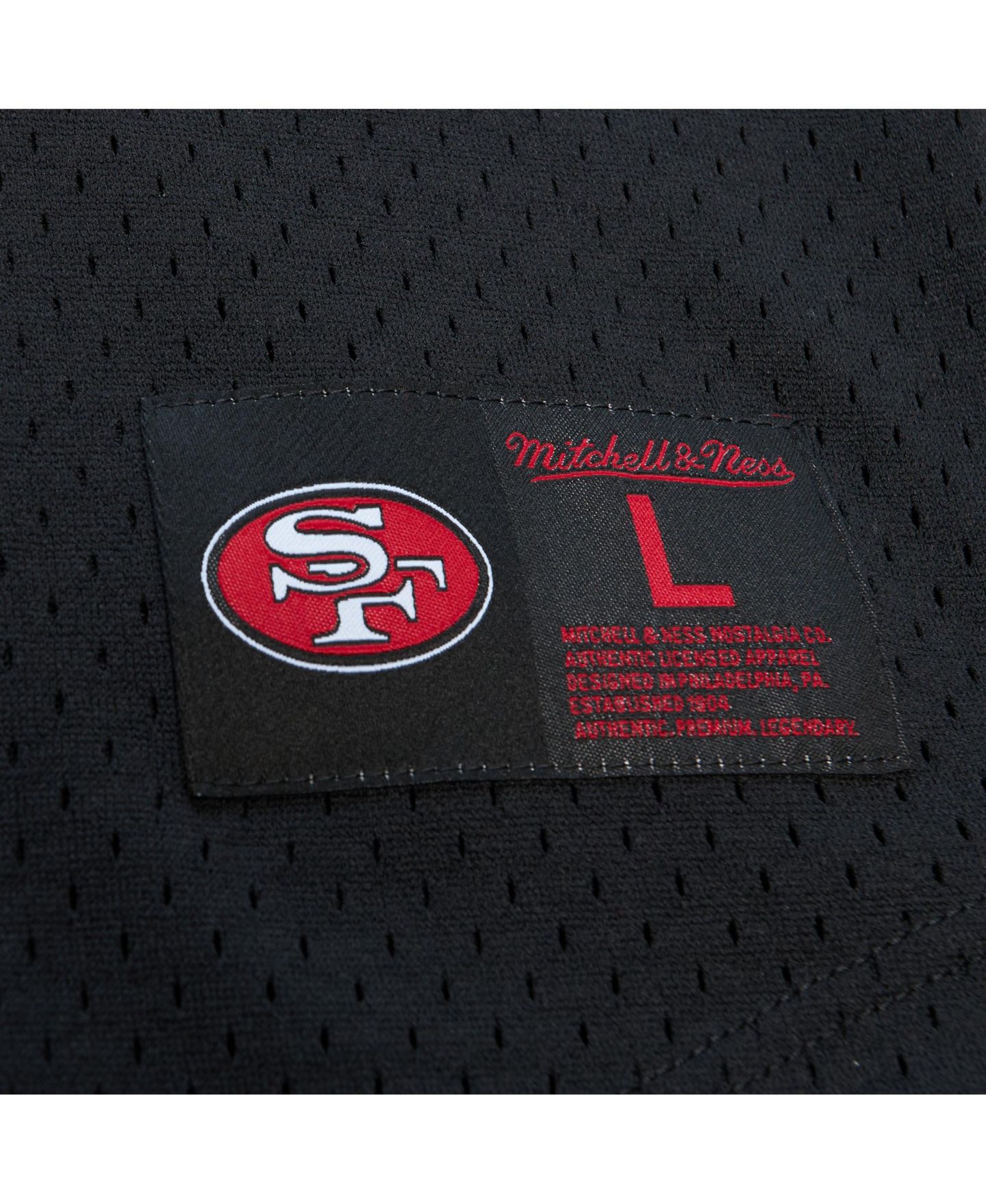 Мужская футболка Mitchell & Ness Joe Montana Black San Francisco 49ers Big & Tall Mesh Player Name & Number — фото 5