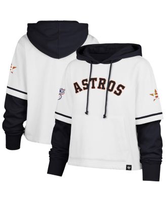 '47 Brand - Women's White Houston Astros Trifecta Shortstop Cropped Pullover Hoodie