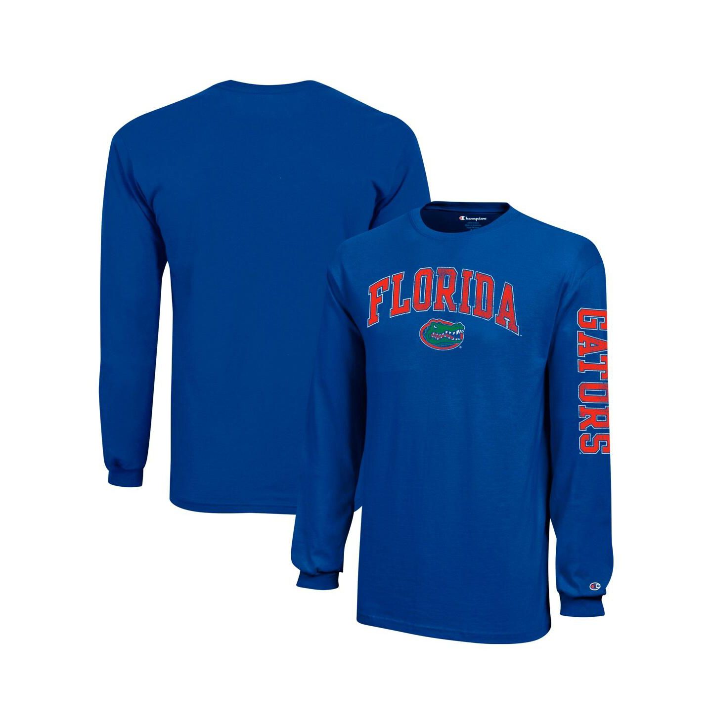 Детская футболка Champion Royal Florida Gators Distressed Arch Over Logo Long Sleeve — фото 1