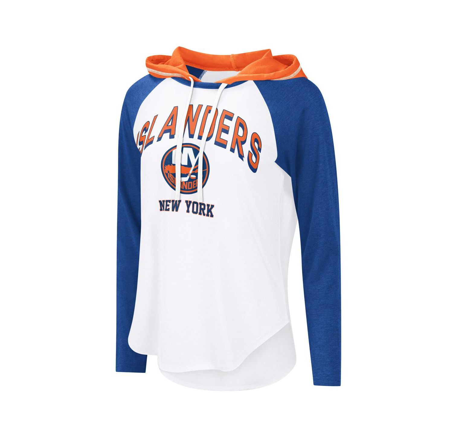 Women's White New York Islanders VIP Raglan Long Sleeve Hoodie T-Shirt