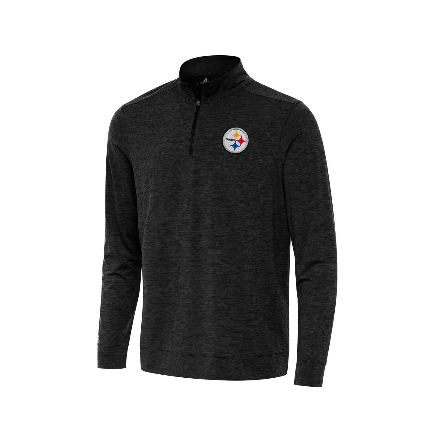 Мужская толстовка Antigua Heather Black Pittsburgh Steelers Bright Quarter-Zip — фото 1