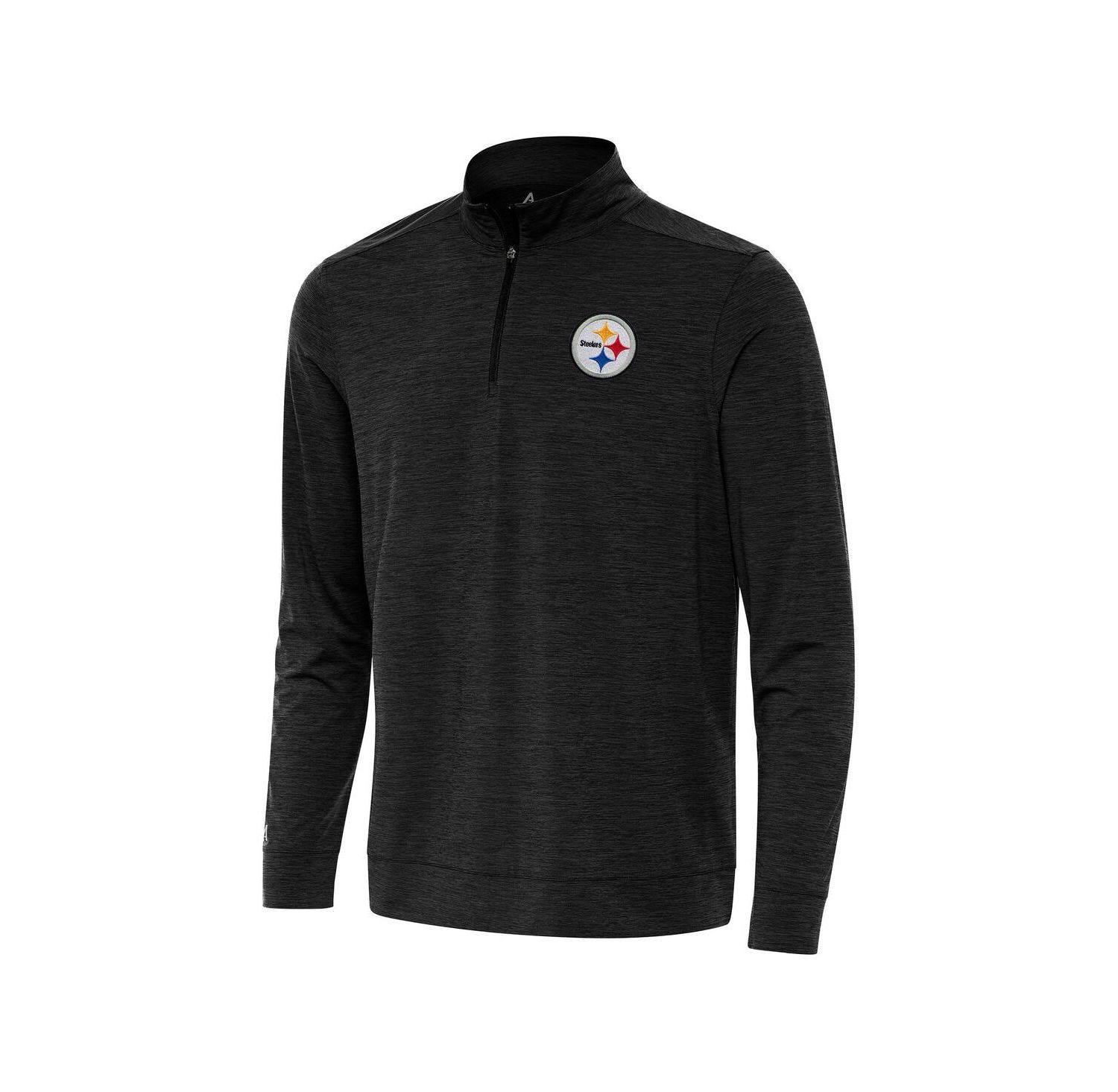 Men's Heather Black Pittsburgh Steelers Bright Quarter-Zip Sweatshirt