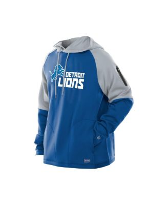 Men's Blue Detroit Lions Combine Authentic Color Block Raglan Pullover Hoodie