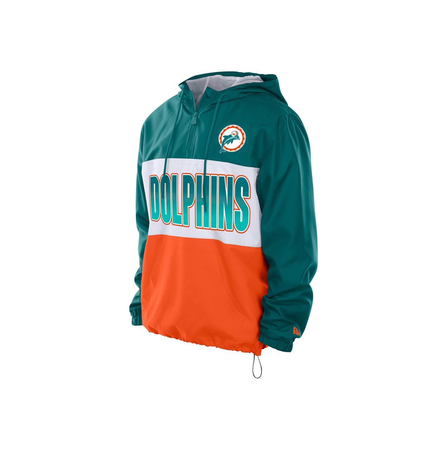 Мужская куртка New Era Aqua Miami Dolphins Ripstop Quarter-Zip Hooded Windbreaker — фото 2