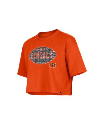 Girls Orange Cincinnati Bengals Flip Sequin Boxy T-Shirt