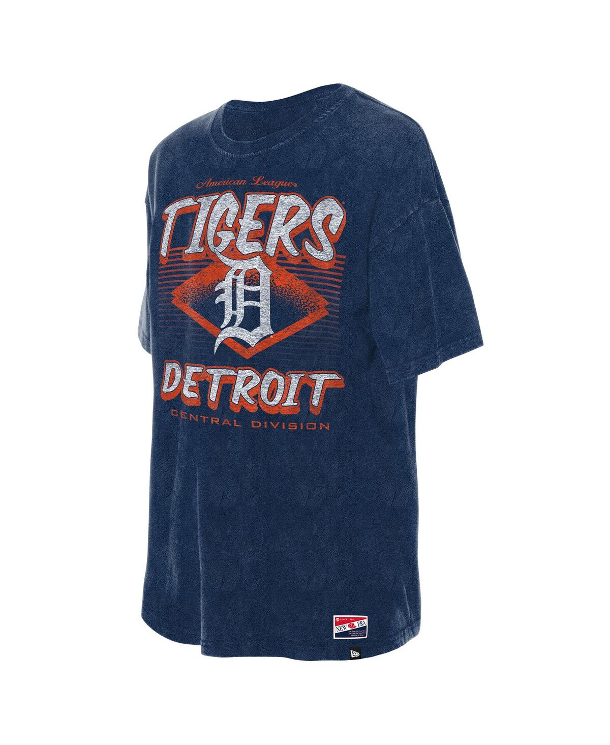 New Era Women's Navy Detroit Tigers Mineral Wash Oversized T-shirt In Blue