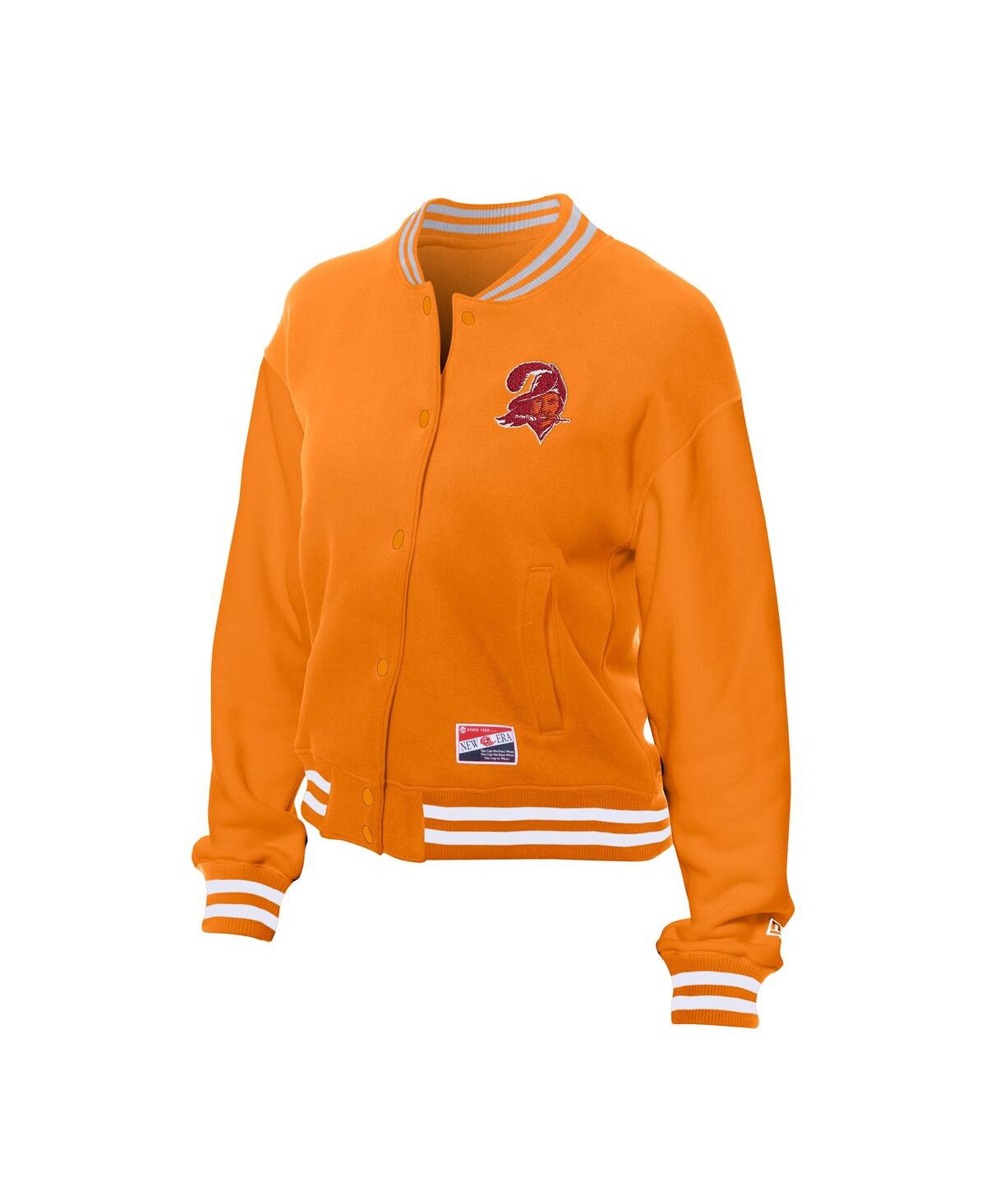 New Era Women's Orange Tampa Bay Buccaneers Throwback Fleece Full-snap Jacket In Orange