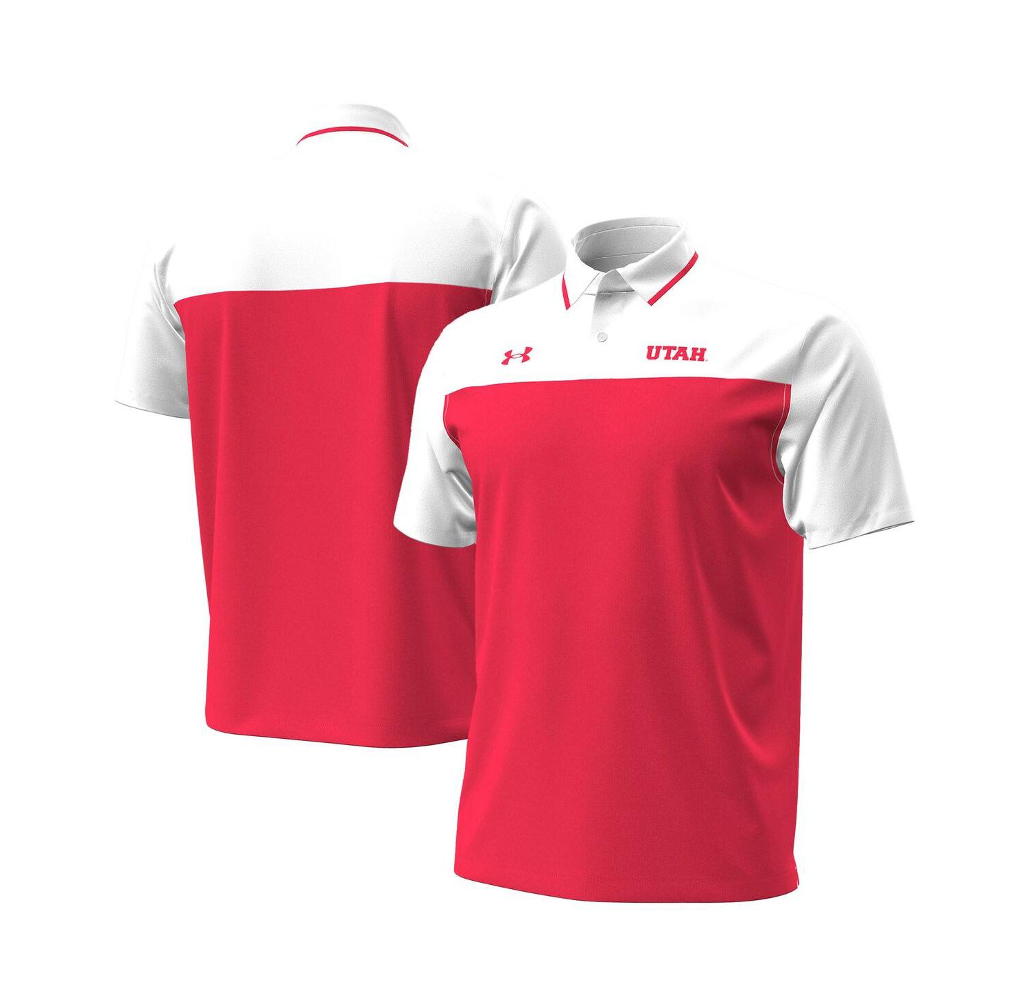 Men's Red/White Utah Utes Green Blocked Polo Shirt