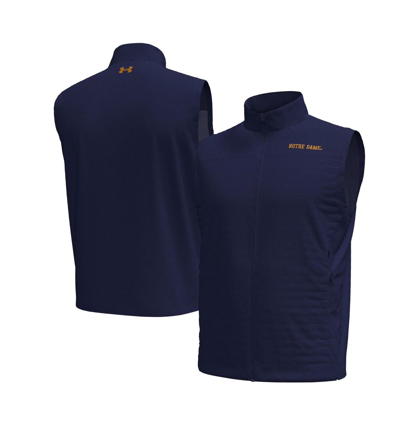 Мужской жилет Under Armour Navy Notre Dame Fighting Irish Drive Pro Storm Full-Zip Sweater Vest — фото 1