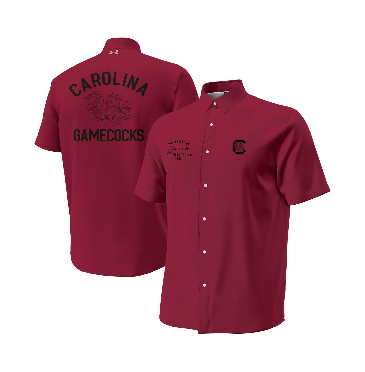 Мужская рубашка Under Armour Garnet South Carolina Gamecocks Gameday ArmourFuse Camp Button-Up — фото 1