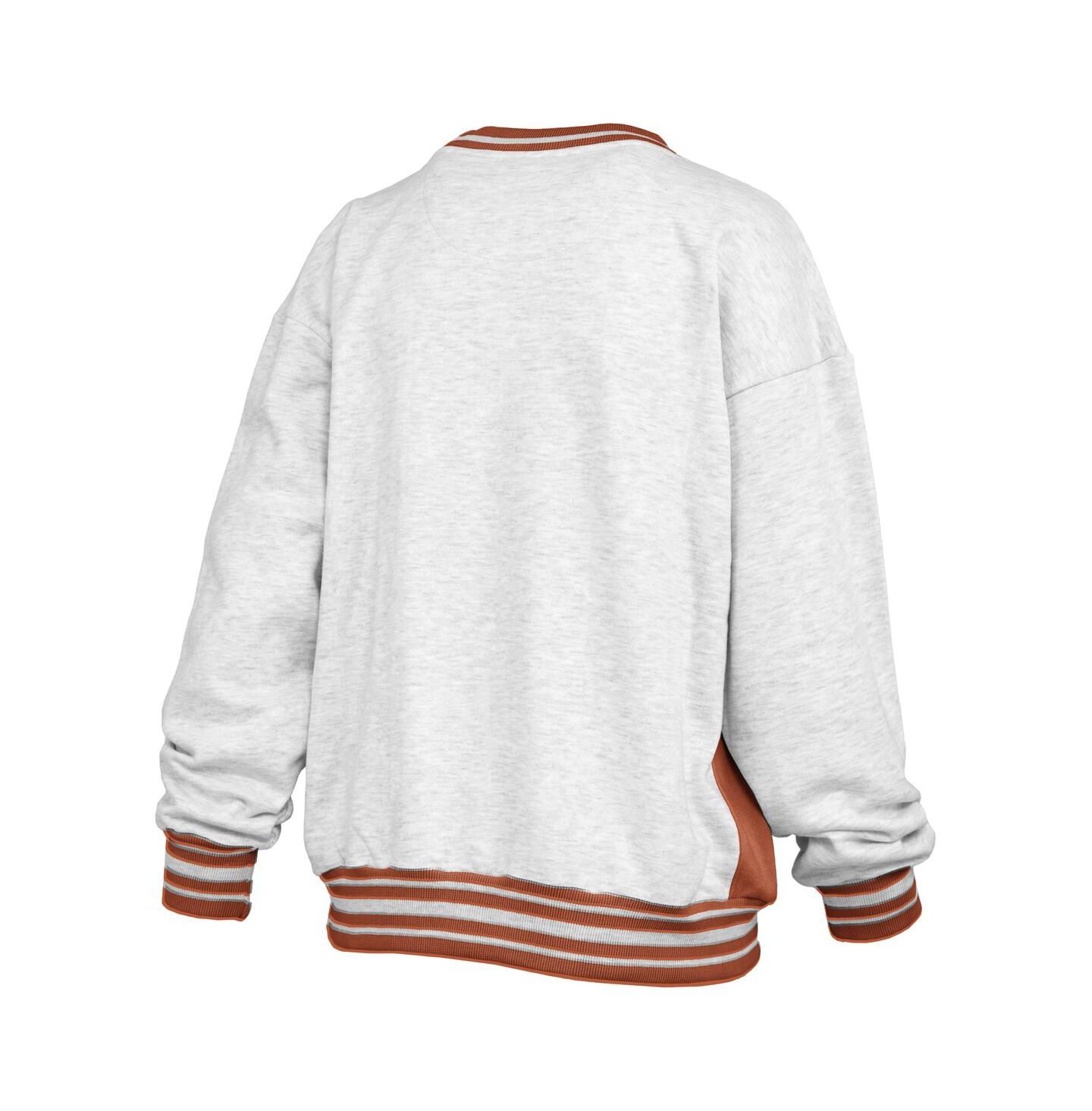 Женская толстовка Pressbox Heather Gray/Orange Texas Longhorns Endzone Crewneck — фото 3