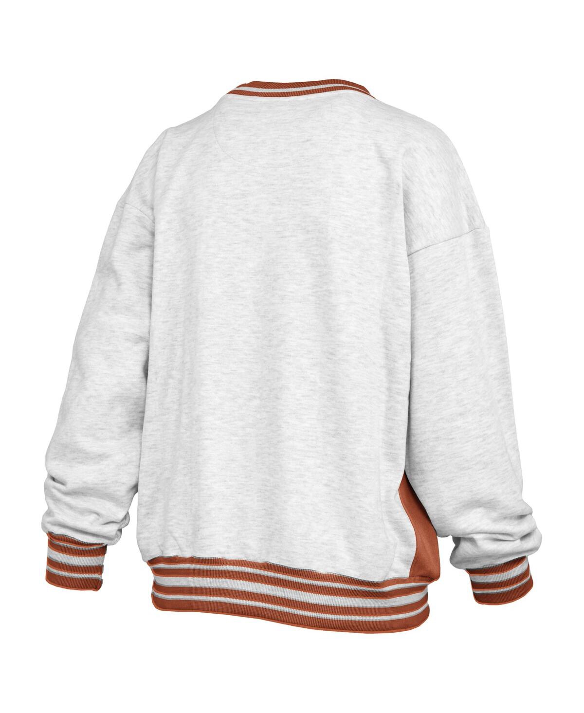 Pressbox Women's Heather Gray/orange Texas Longhorns Endzone Crewneck Sweatshirt In White