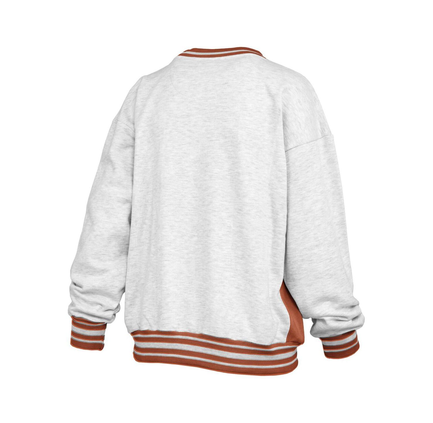 Women's Heather Gray/Orange Texas Longhorns Endzone Crewneck Sweatshirt