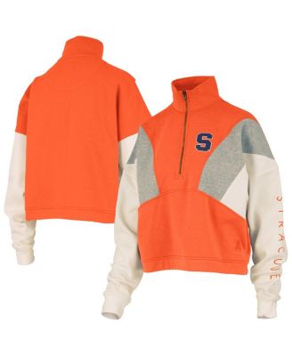 Pressbox - Women's Orange Syracuse Orange Ferrara Color Block Quarter-Zip Sweatshirt