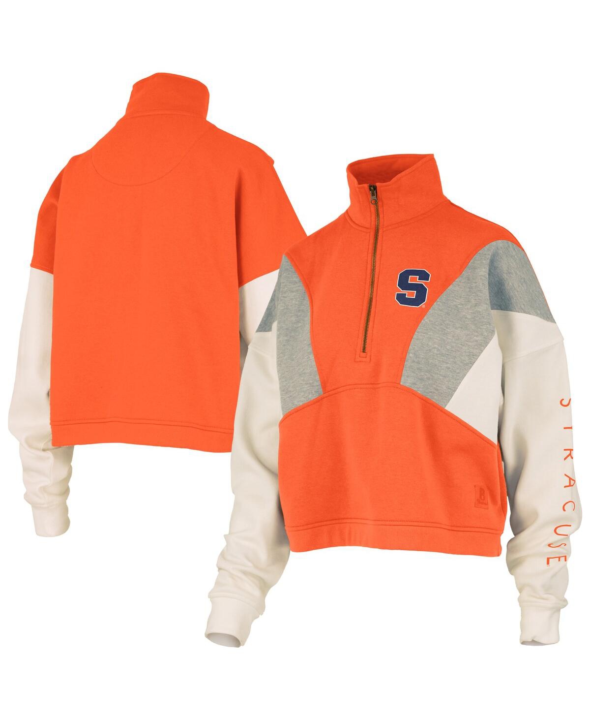 Pressbox Women's Orange Syracuse Orange Ferrara Color Block Quarter-zip Sweatshirt