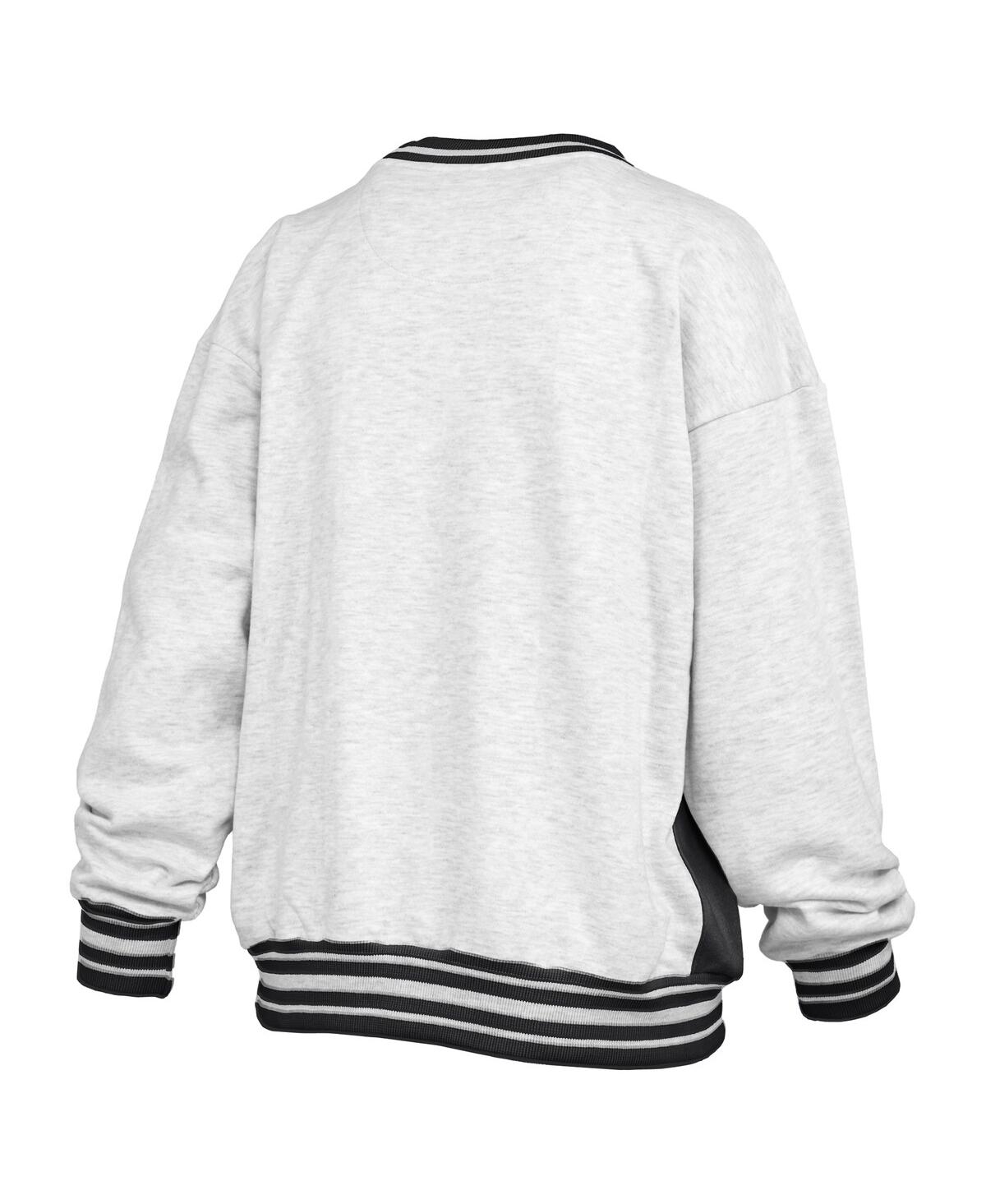Pressbox Women's Heather Gray/black Iowa Hawkeyes Endzone Crewneck Sweatshirt In Gray