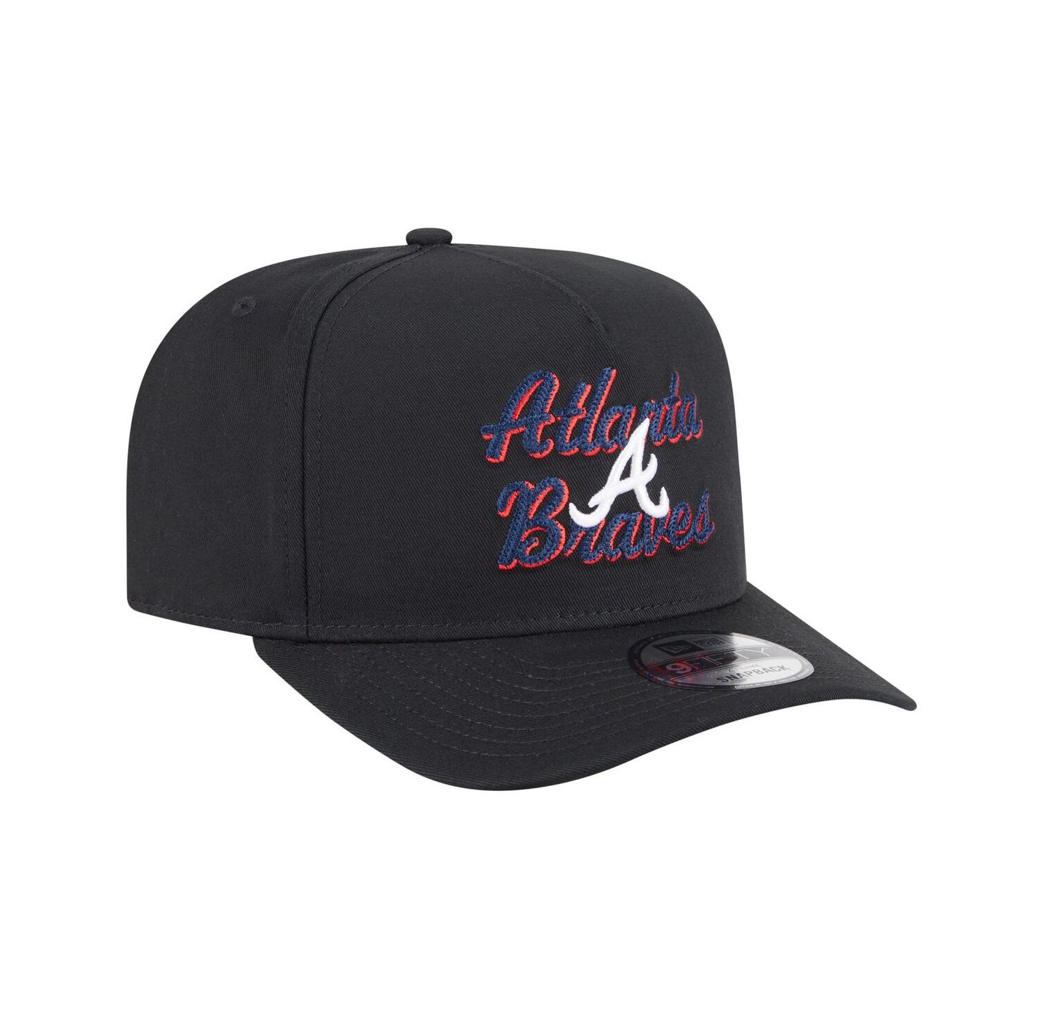 Men's Black Atlanta Braves Chainstitch 9FIFTY A-Frame Snapback Hat