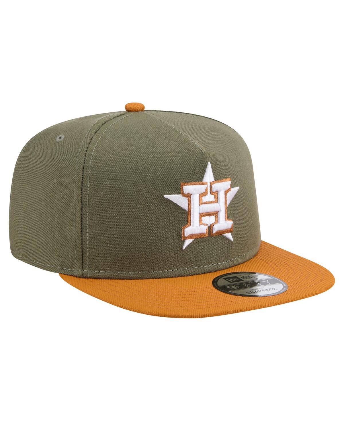 New Era Men's Olive/brown Houston Astros Color Pack A-frame 9fifty Snapback Hat In Multi