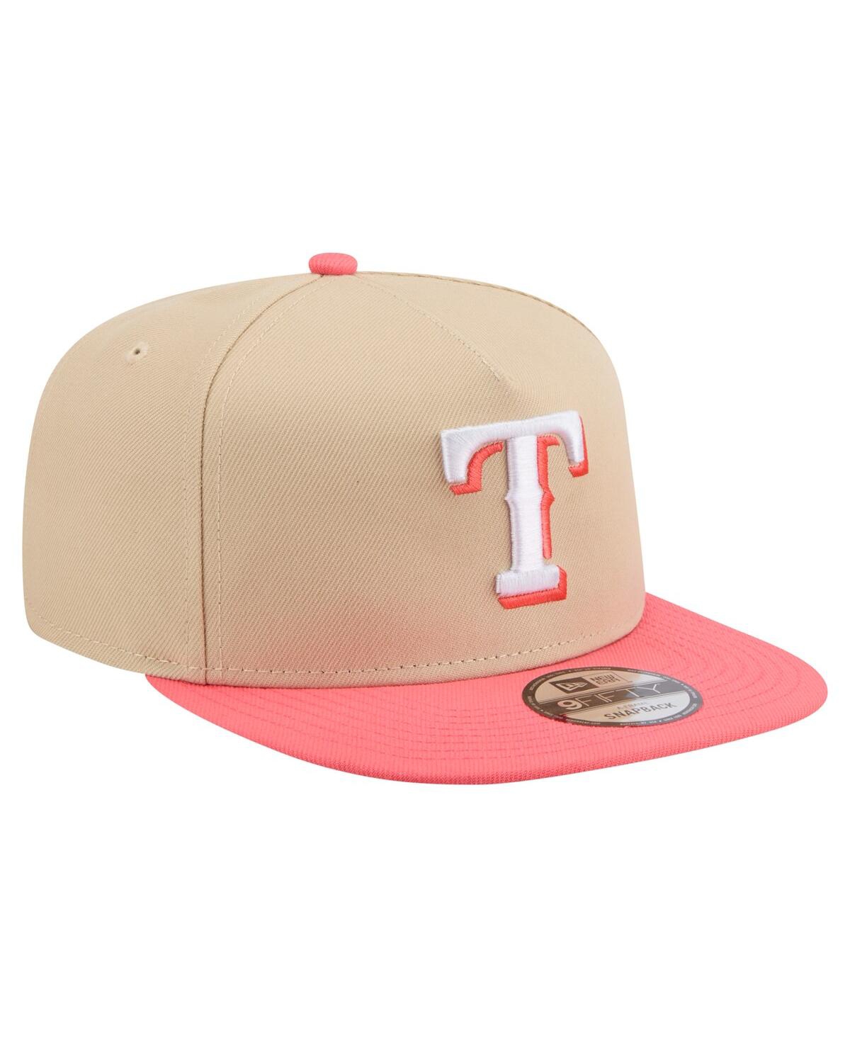 New Era Men's Light Beige/coral Texas Rangers Color Pack A-frame 9fifty Snapback Hat In Neutral