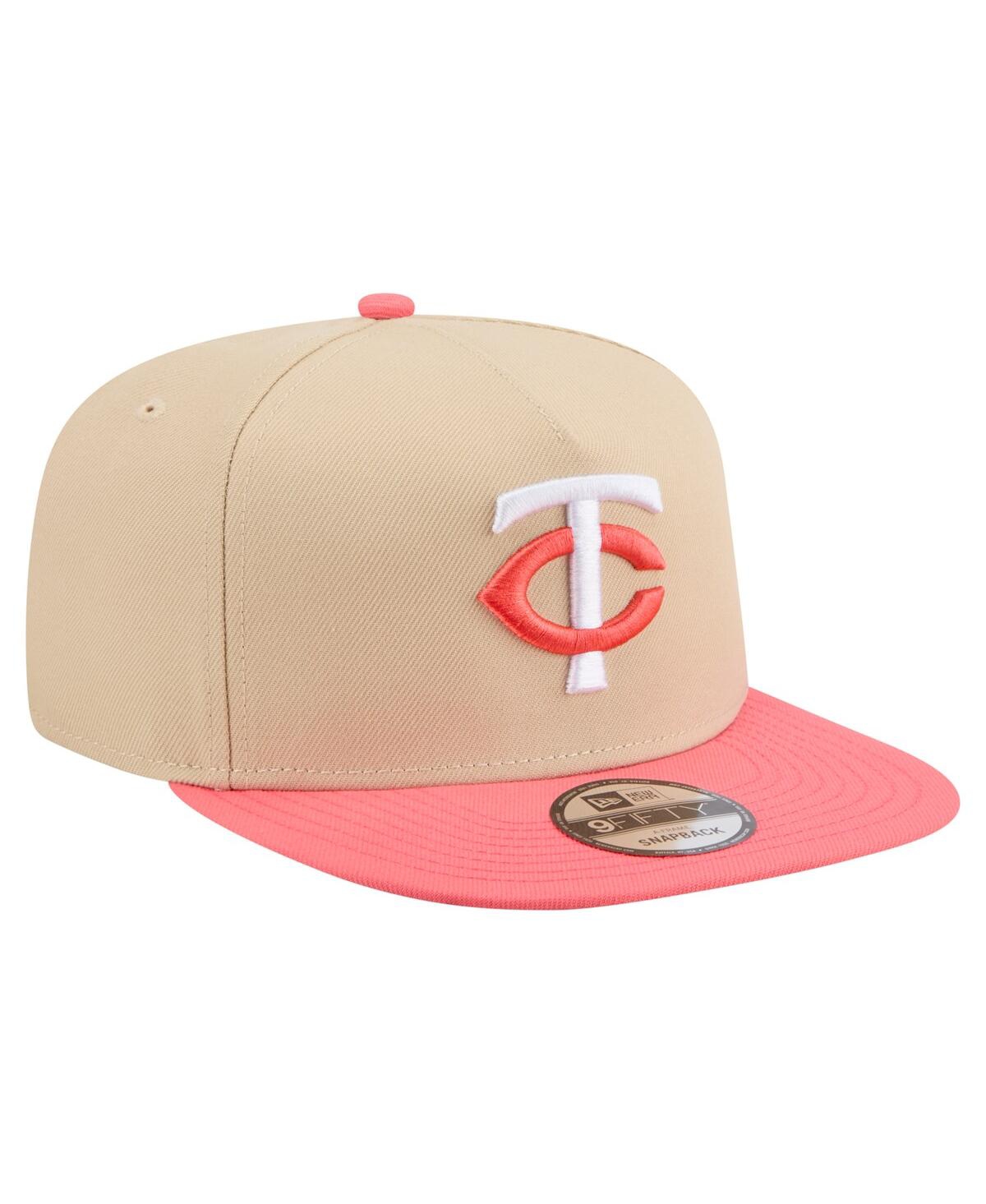 New Era Men's Light Beige/coral Minnesota Twins Color Pack A-frame 9fifty Snapback Hat In Multi