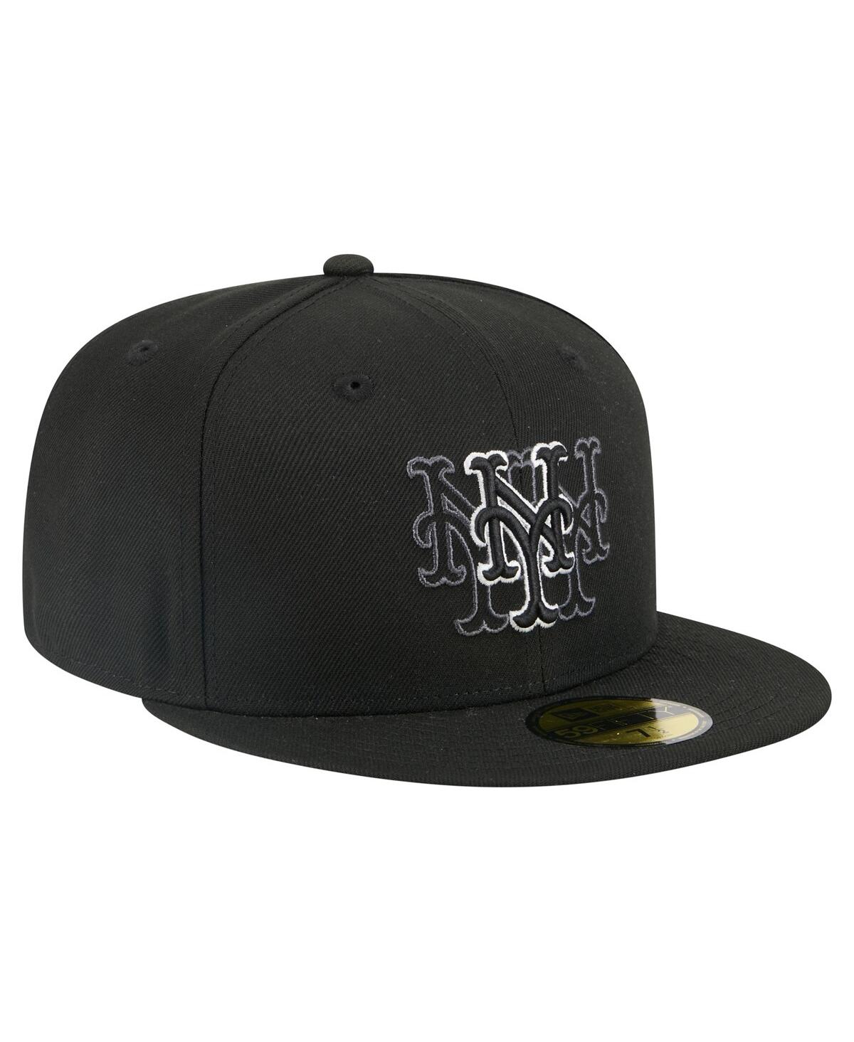 New Era Men's Black New York Mets Tri-hit 59fifty Fitted Hat In Black