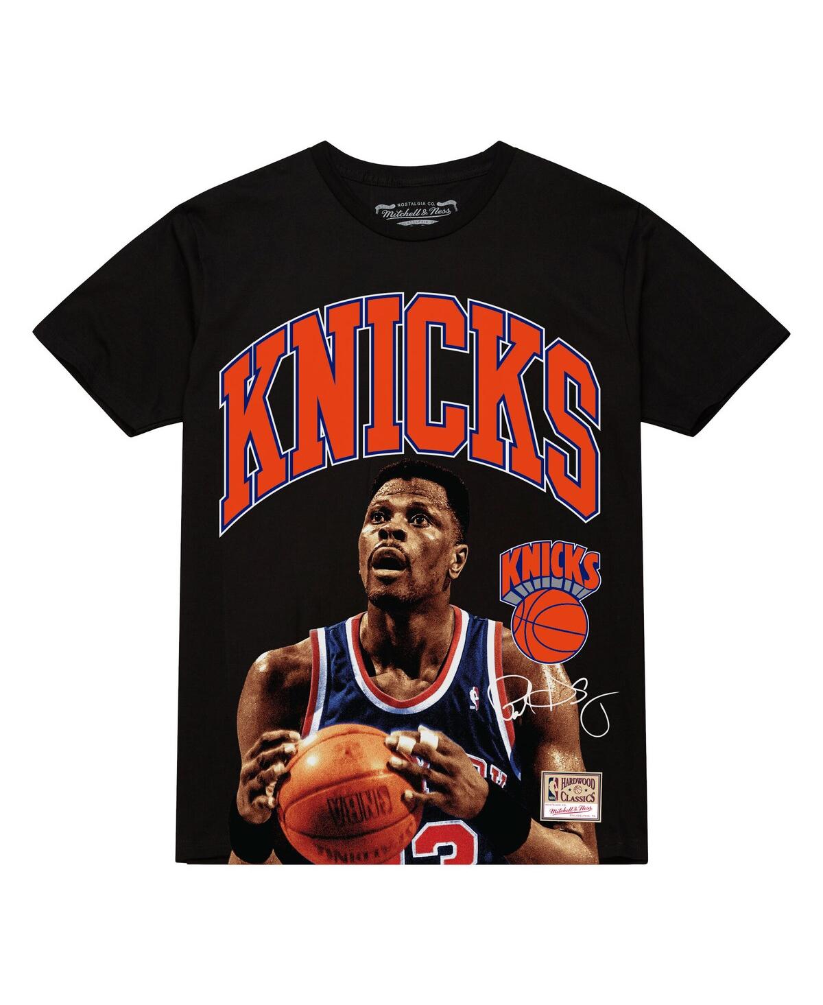 Mitchell & Ness Men'sâ Patrick Ewing Black New York Knicks Hardwood Classics Player Arch T-shirt In Black