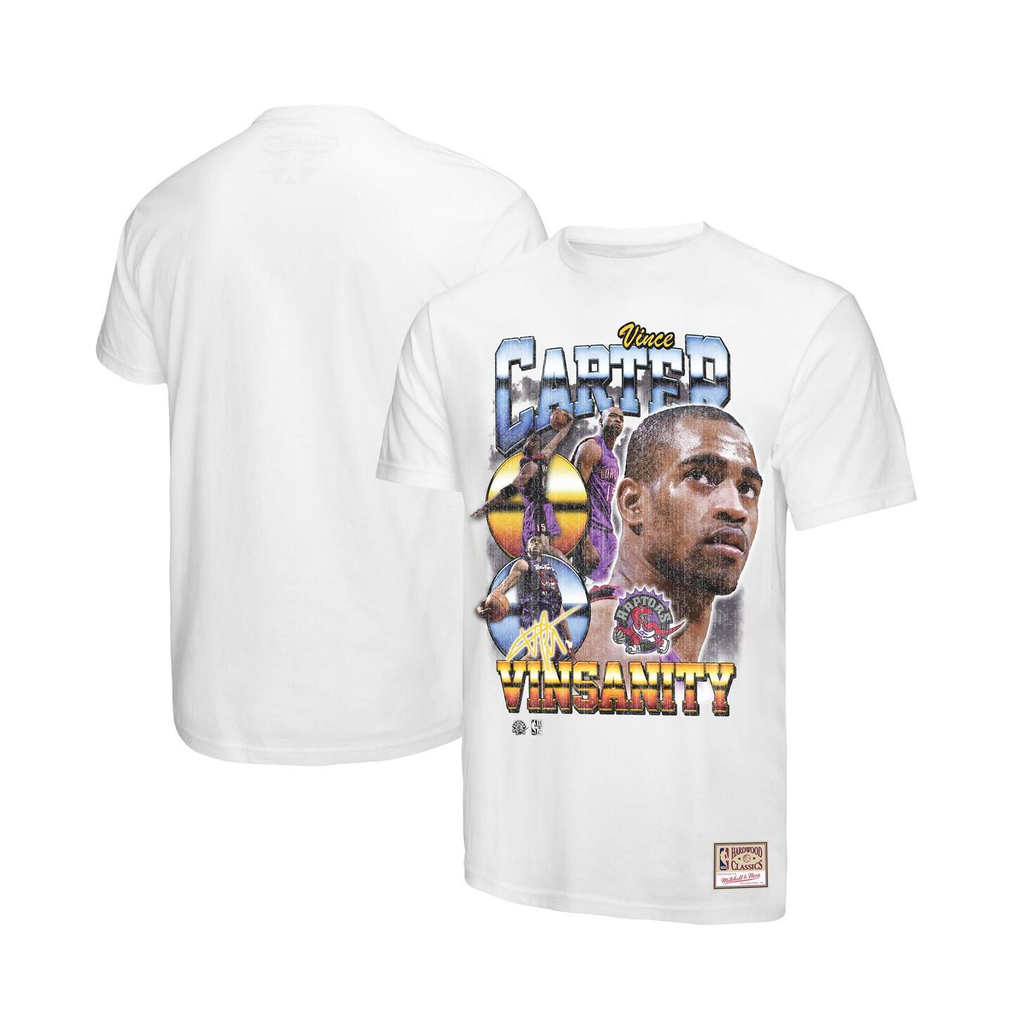 Мужская футболка Mitchell & Ness Vince Carter White Toronto Raptors Hardwood Classics Commemorative Player Collage — фото 1