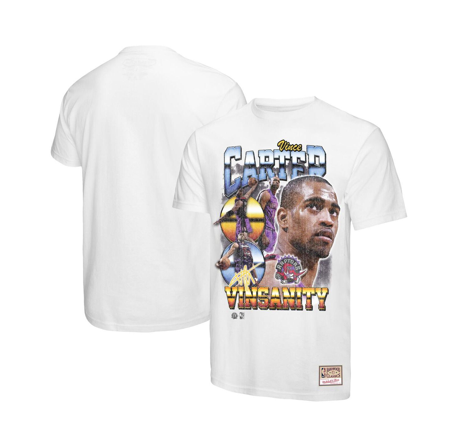 Men's Vince Carter White Toronto Raptors Hardwood Classics Commemorative Player Collage T-Shirt