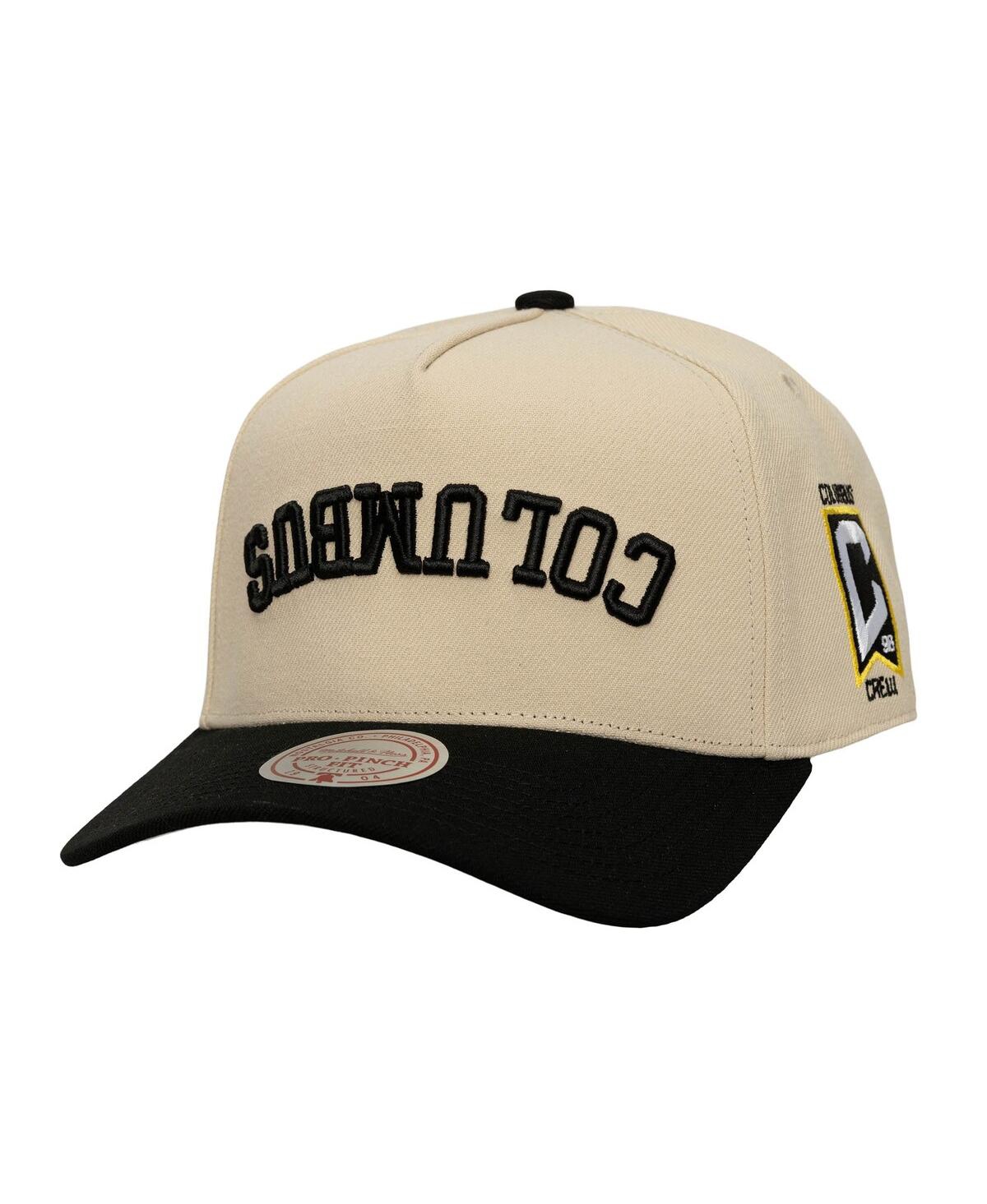 Mitchell & Ness Men's Cream/black Columbus Crew Upside Down Pro Pinch Snapback Hat In Brown