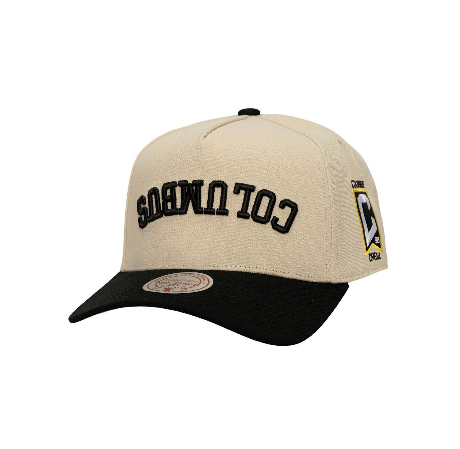 Men's Cream/Black Columbus Crew Upside Down Pro Pinch Snapback Hat