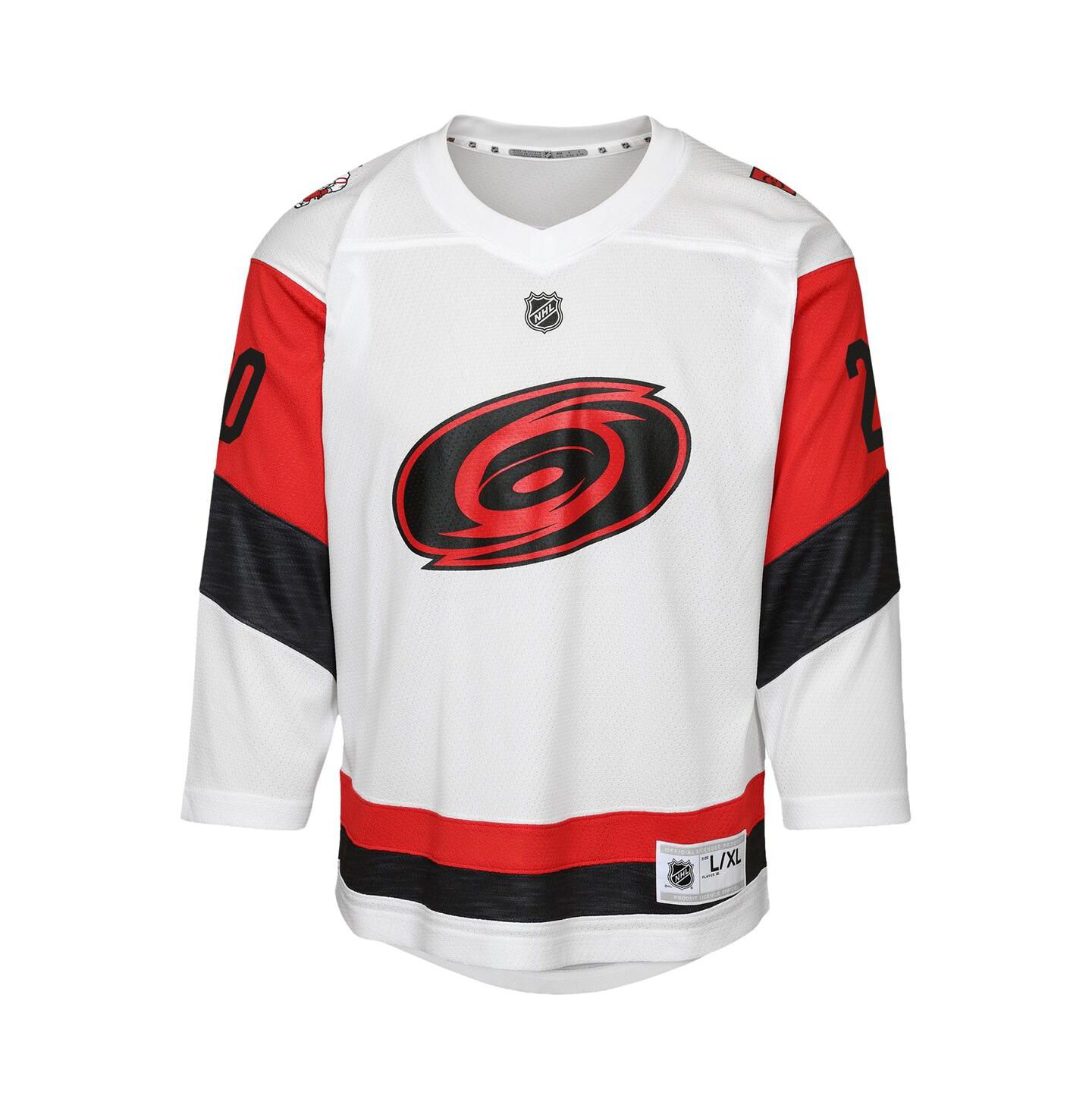 Детский топ Outerstuff Sebastian Aho White Carolina Hurricanes Away Replica Player Jersey — фото 2
