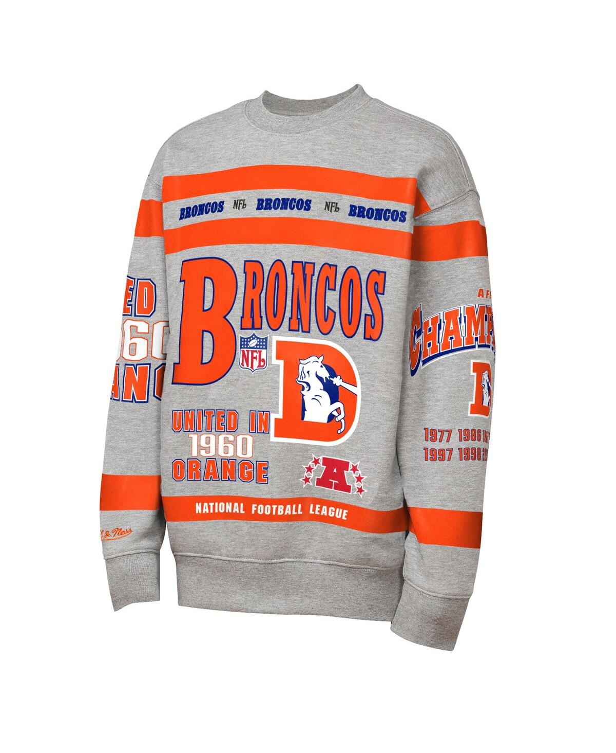 Mitchell & Ness Big Boys And Girls Gray Denver Broncos Throwback All-over Print Fleece Sweatshirt In Gray