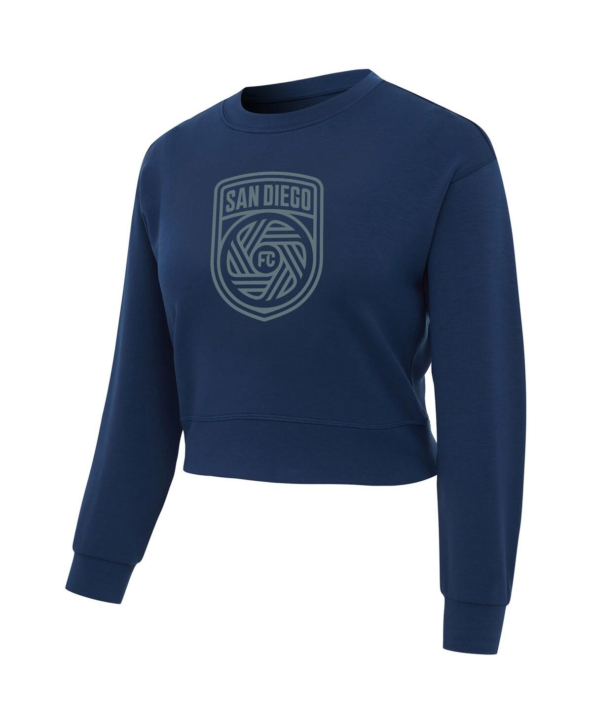 Concepts Sport Women's Navy San Diego Fc Tri-blend Darby Knit Long Sleeve Crop Top In Blue