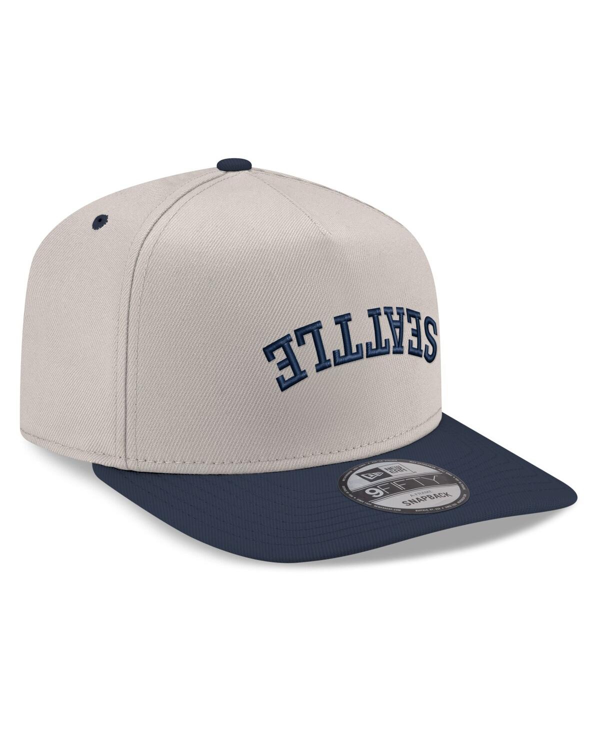 New Era Men's Cream/navy Seattle Mariners Upside Down City Name A-frame 9fifty Snapback Hat In Multi