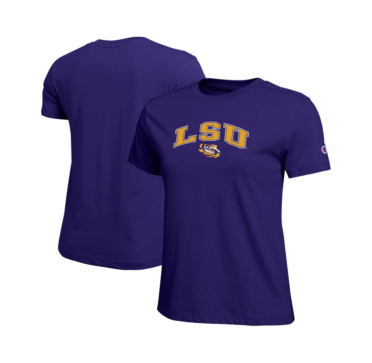 Women's Purple LSU Tigers Arched Over Logo T-Shirt