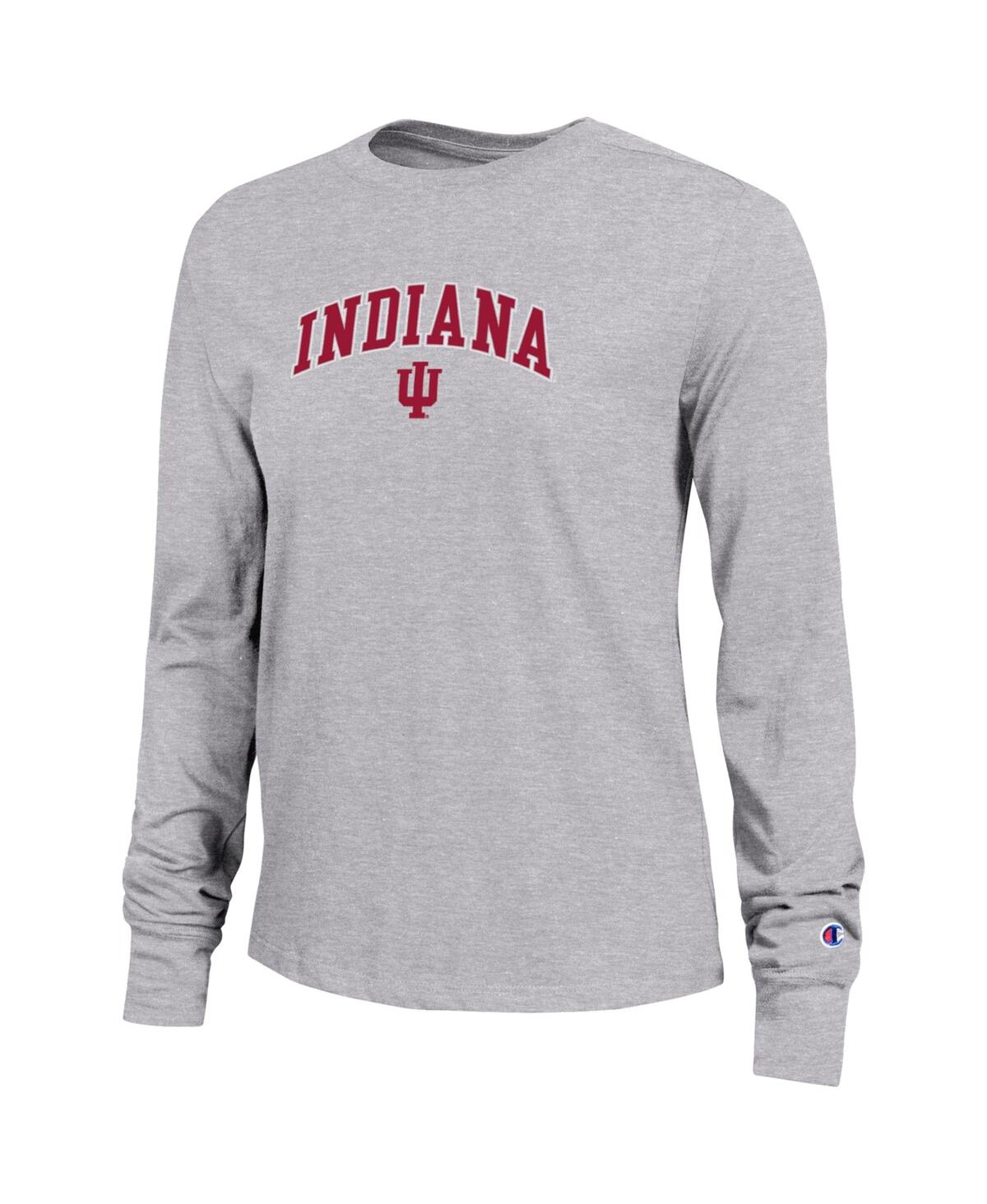 Champion Women's Gray Indiana Hoosiers Arch Over Logo Long Sleeve T-shirt In Gray