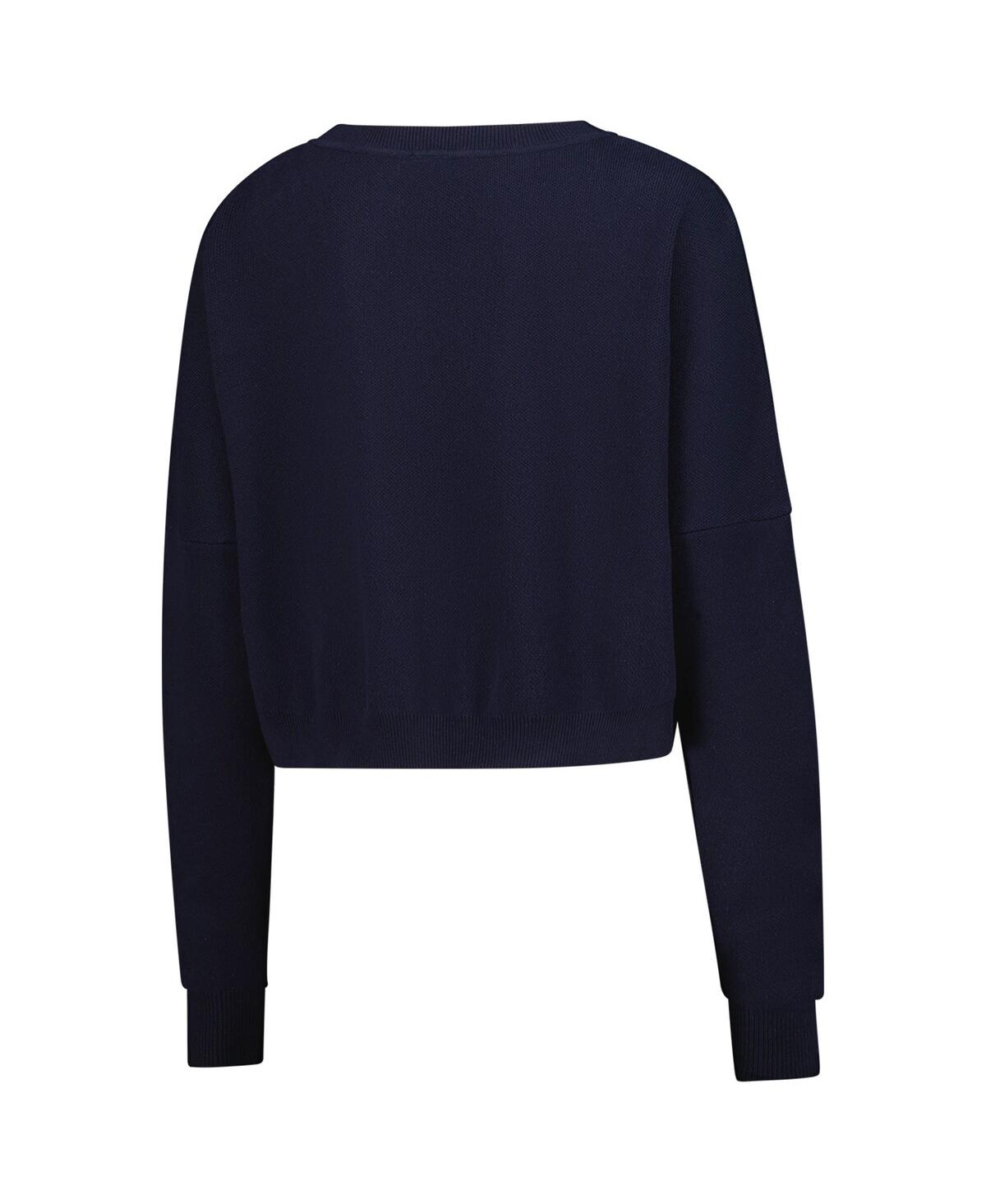 Hype And Vice Women's Navy Notre Dame Fighting Irish Oversized Cropped Ivy Knit Pullover Sweater In Blue