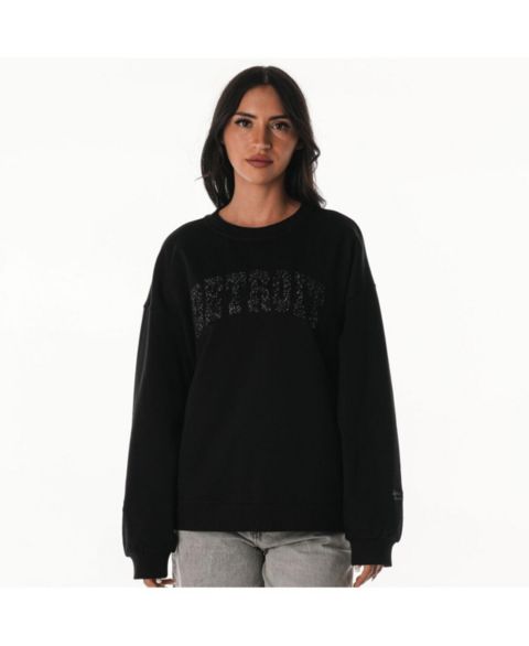Женская толстовка The Wild Collective Black Detroit Lions Rock Crystal Oversized Crewneck