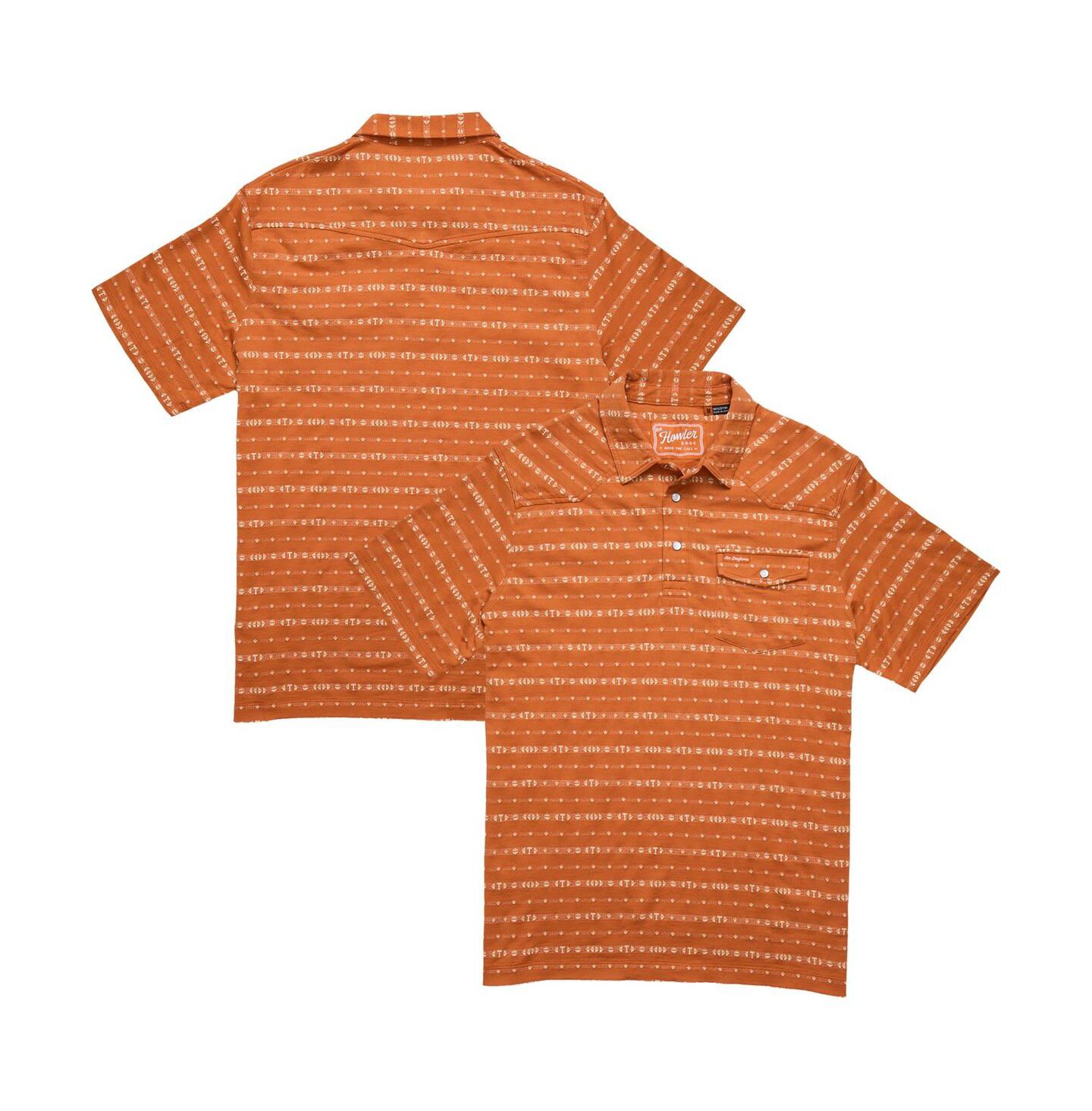 Мужское поло Howler Brothers Texas Orange Texas Longhorns Jacquard Ranchero Polo Shirt — фото 1