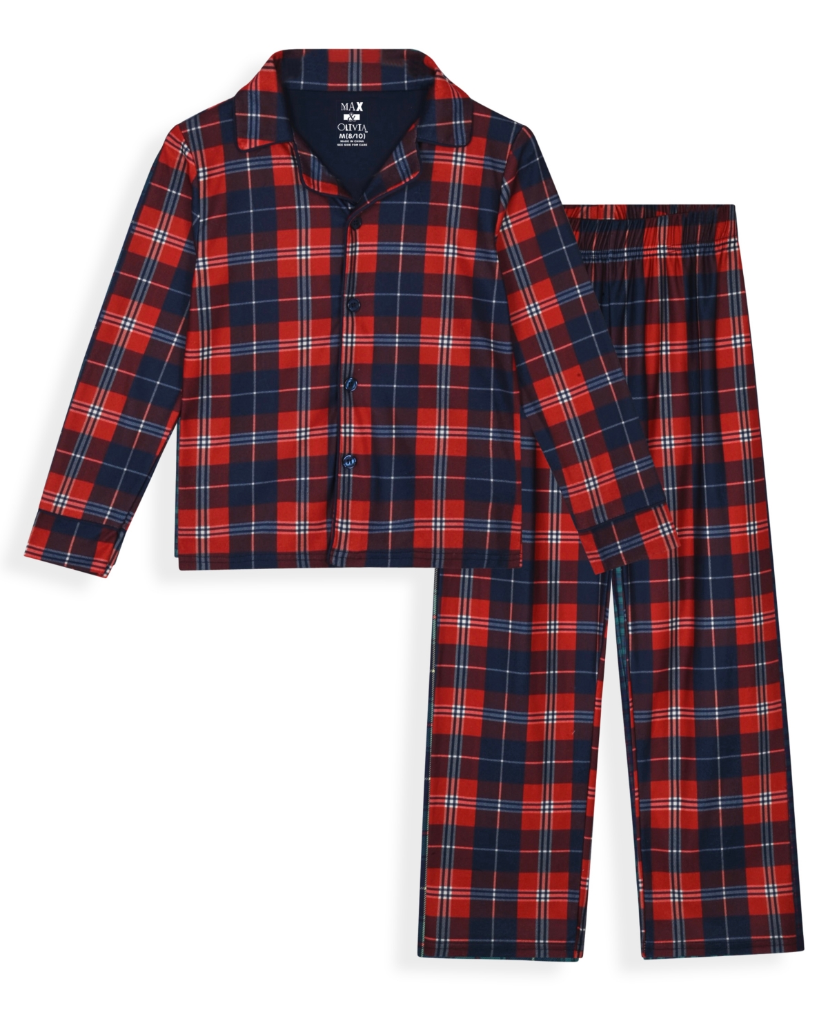 Max & Olivia Boys 4-20 2-piece Plaid Pajama Shirt And Pants Set In Red